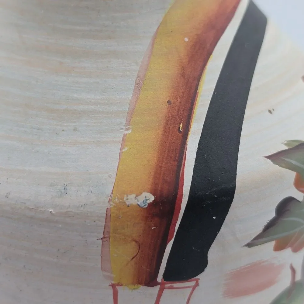 Vintage Hand Painted Ceramic Fruit Vase Rustic Tuscan Italian Style Decor